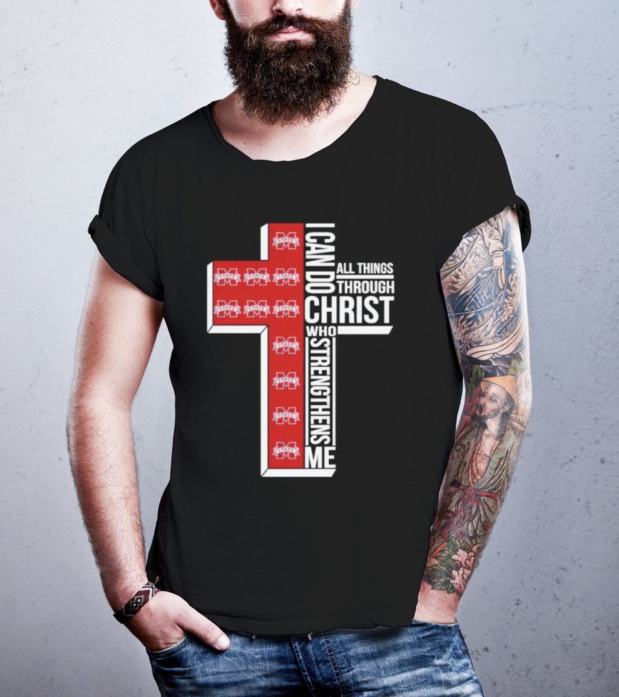 State Bulldogs I Can Do All Things Through Christ Who Strengthens Me Cross T-Shirt