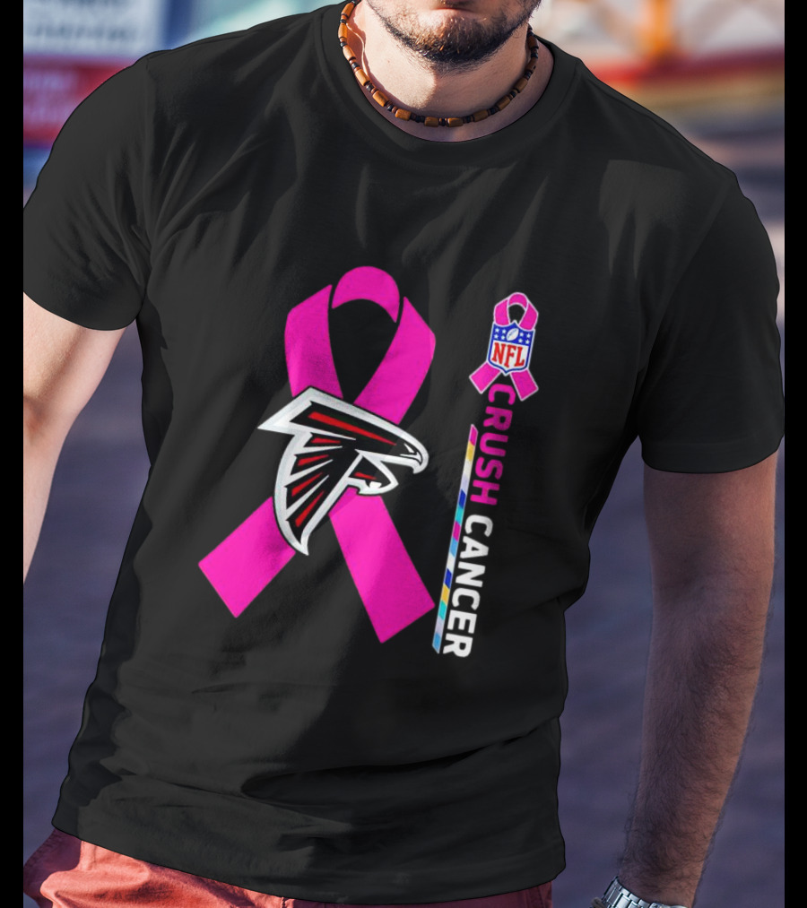 Atlanta Falcons NFL Pink Ribbon Crush Cancer Awareness T-Shirt