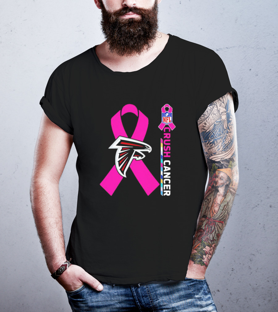 Atlanta Falcons NFL Pink Ribbon Crush Cancer Awareness T-Shirt
