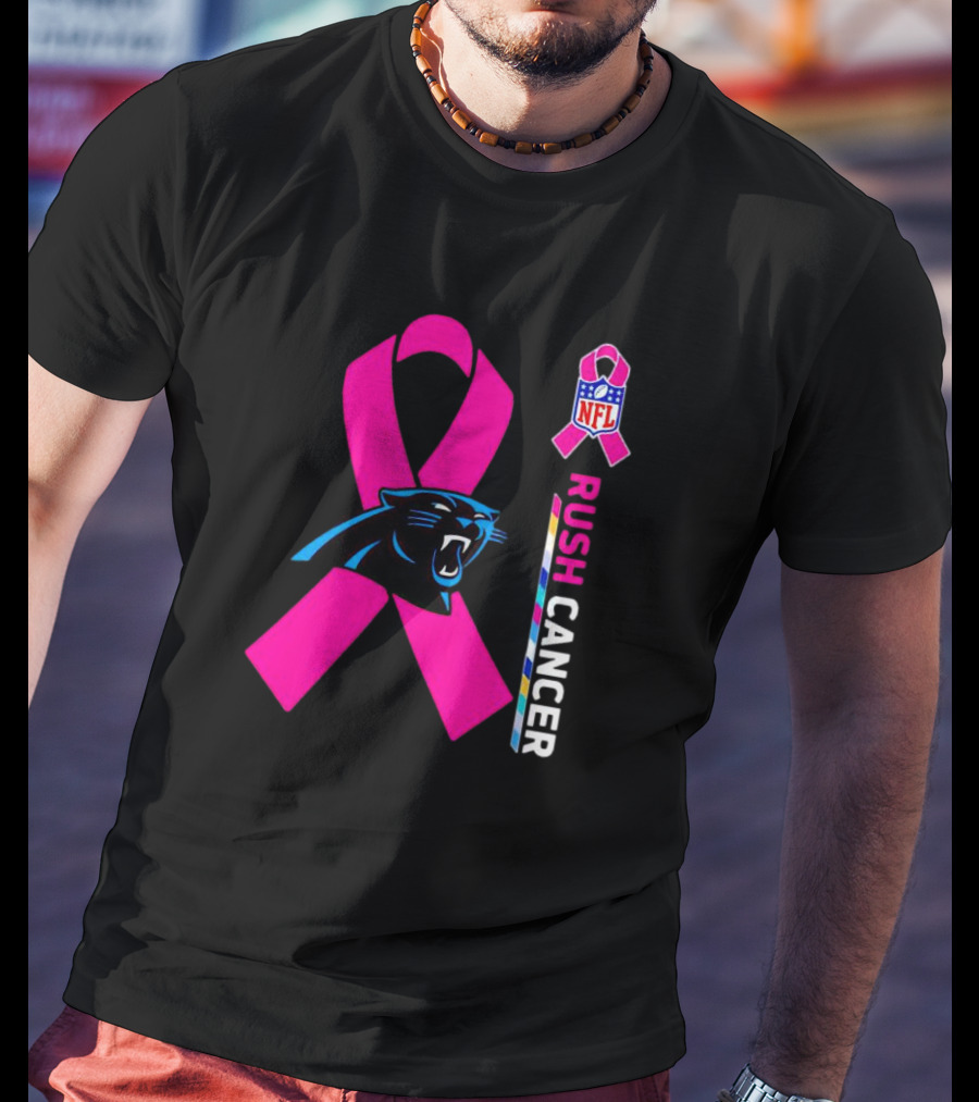 Carolina Panthers NFL Pink Ribbon Rush Cancer Awareness T-Shirt