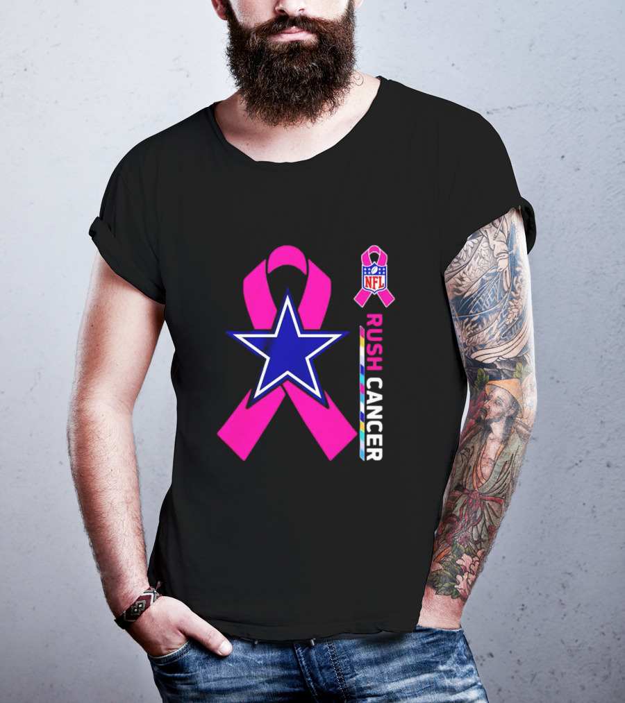 Dallas Cowboys NFL Rush Cancer Pink Ribbon Star T-Shirt