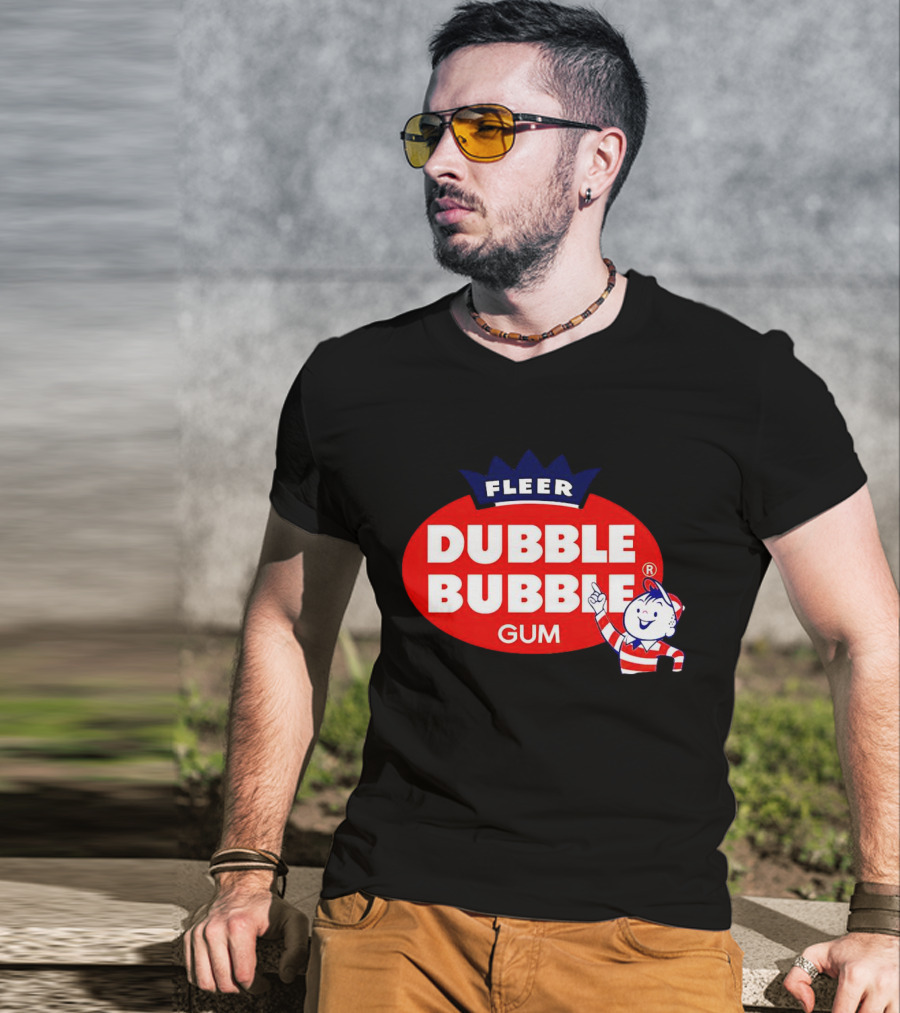 Fleer Dubble Bubble Gum Classic Logo With Character In Striped T-Shirt