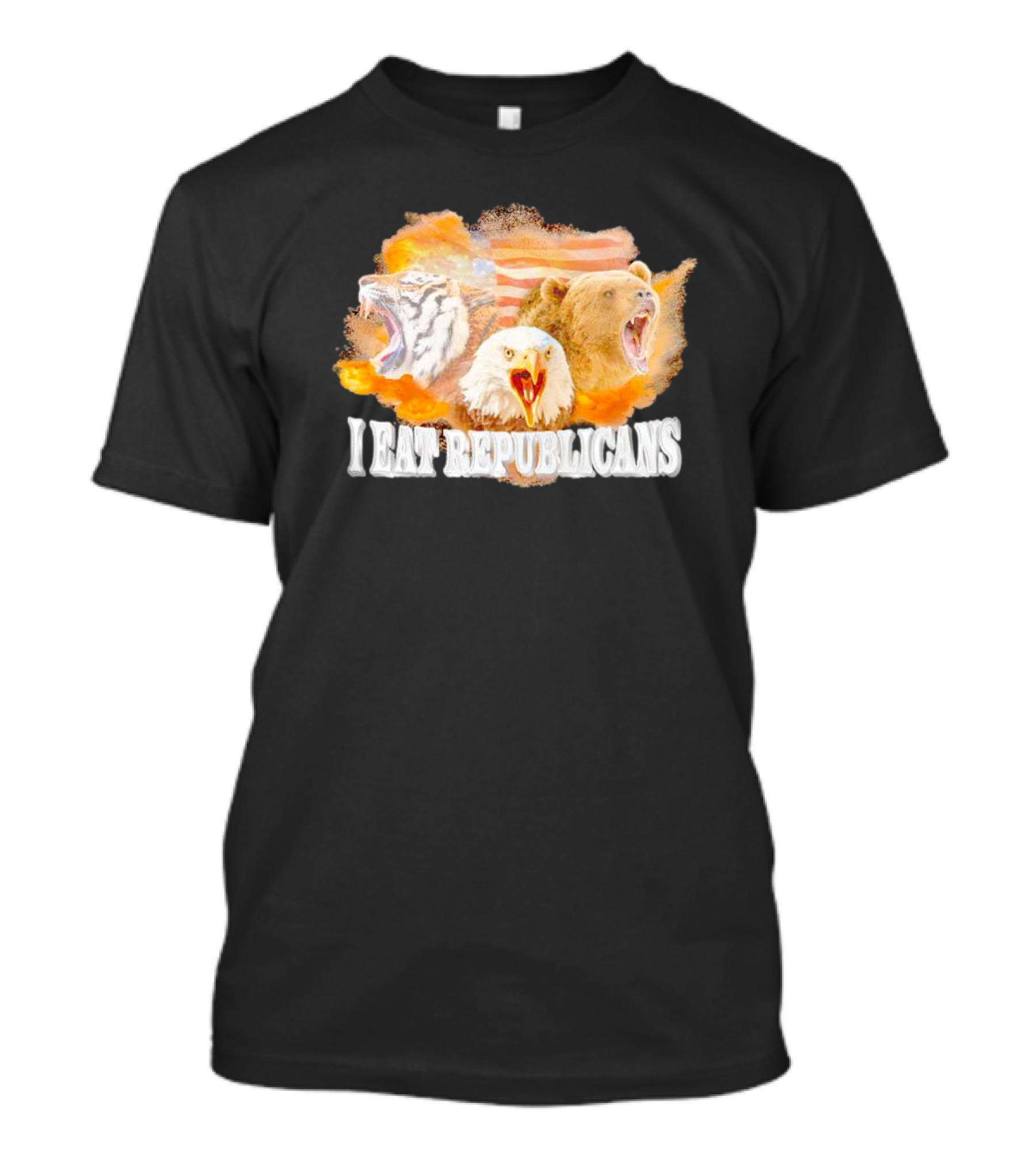 I Eat Republicans Tiger Eagle Bear American Flag T-Shirt