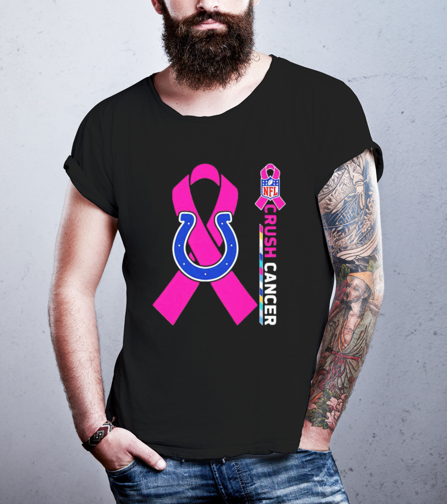 Indianapolis Colts NFL Pink Ribbon Crush Cancer T-Shirt