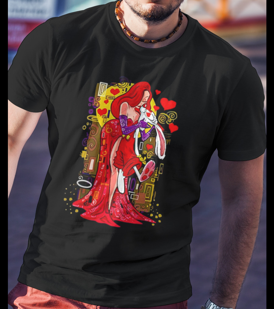 Jessica Rabbit Roger Rabbit Gustav Klimt The Kiss Cartoon Hearts T-Shirt