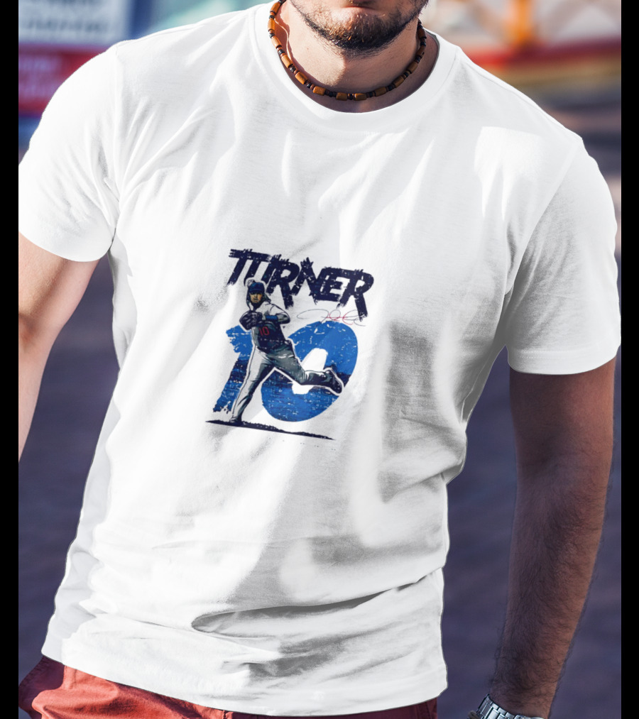 Turner 10 Los Angeles Dodgers Baseball Action Pose Signature T-Shirt