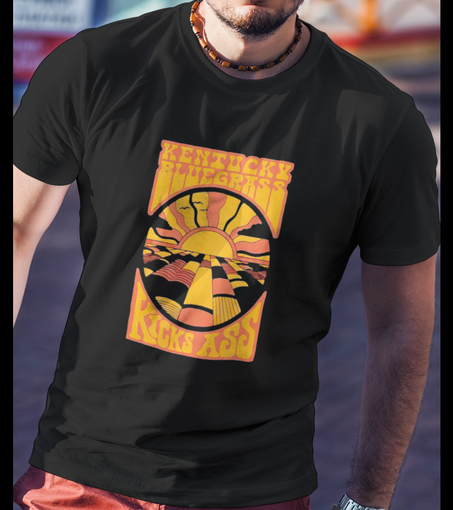 Kentucky Bluegrass Kicks Ass Retro Sunset Fields T-Shirt