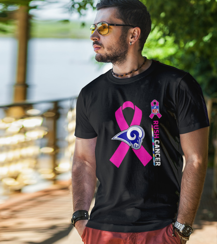 Los Angeles Rams Rush Cancer NFL Pink T-Shirt