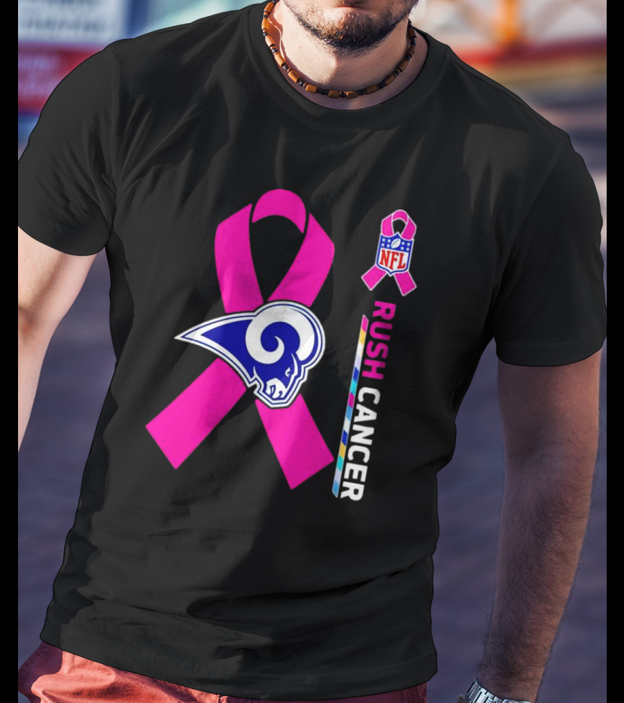 Los Angeles Rams Rush Cancer NFL Pink T-Shirt