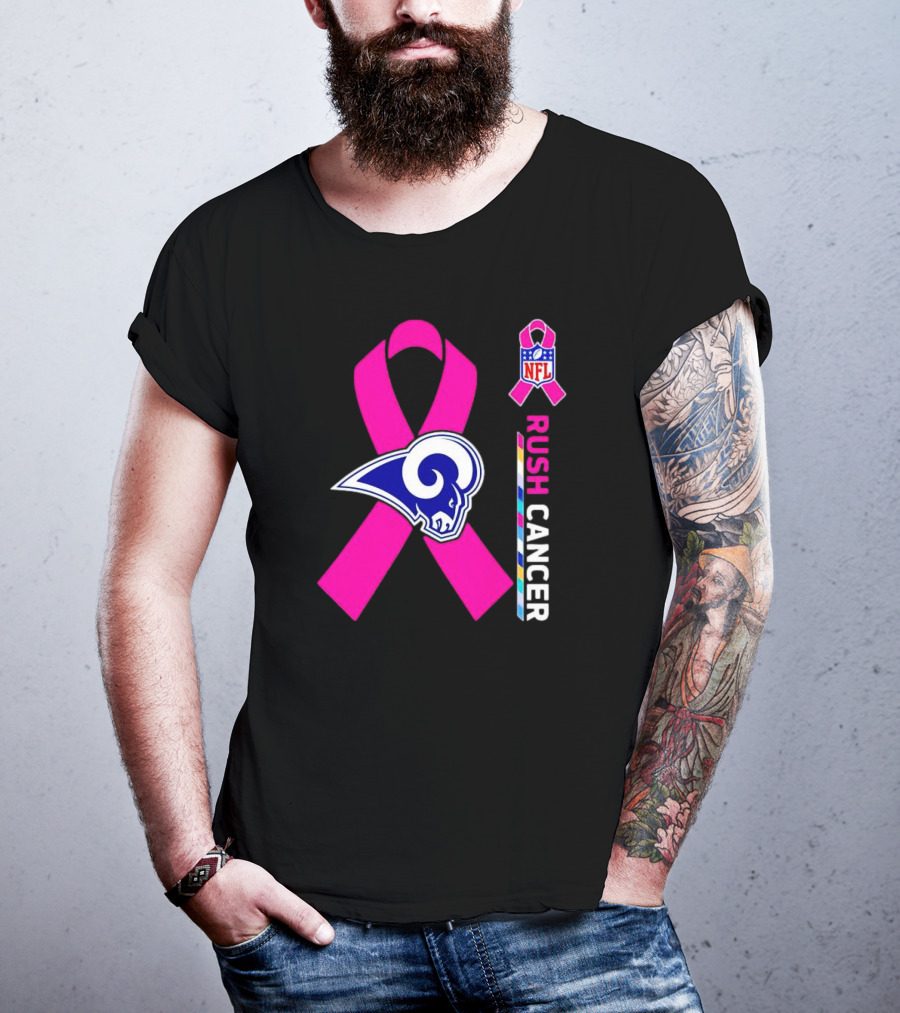 Los Angeles Rams Rush Cancer NFL Pink T-Shirt