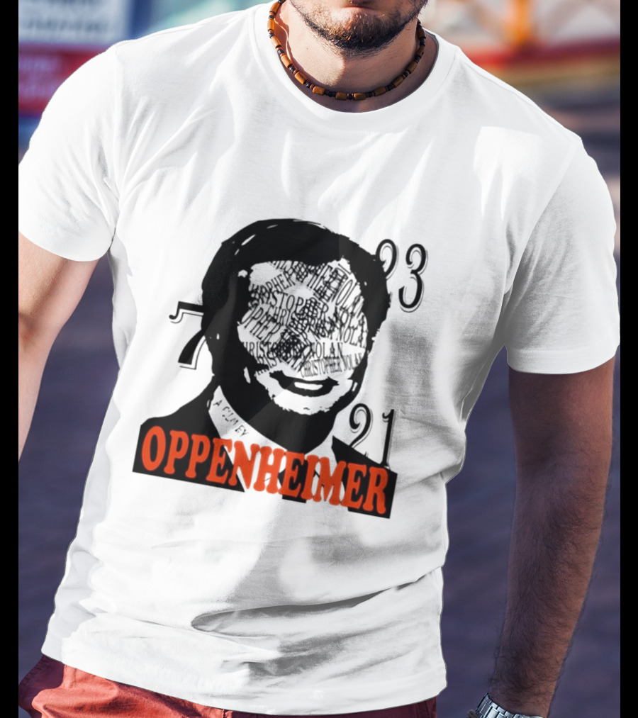 Christopher Nolan Oppenheimer Film Artwork With Numbers 7321 T-Shirt