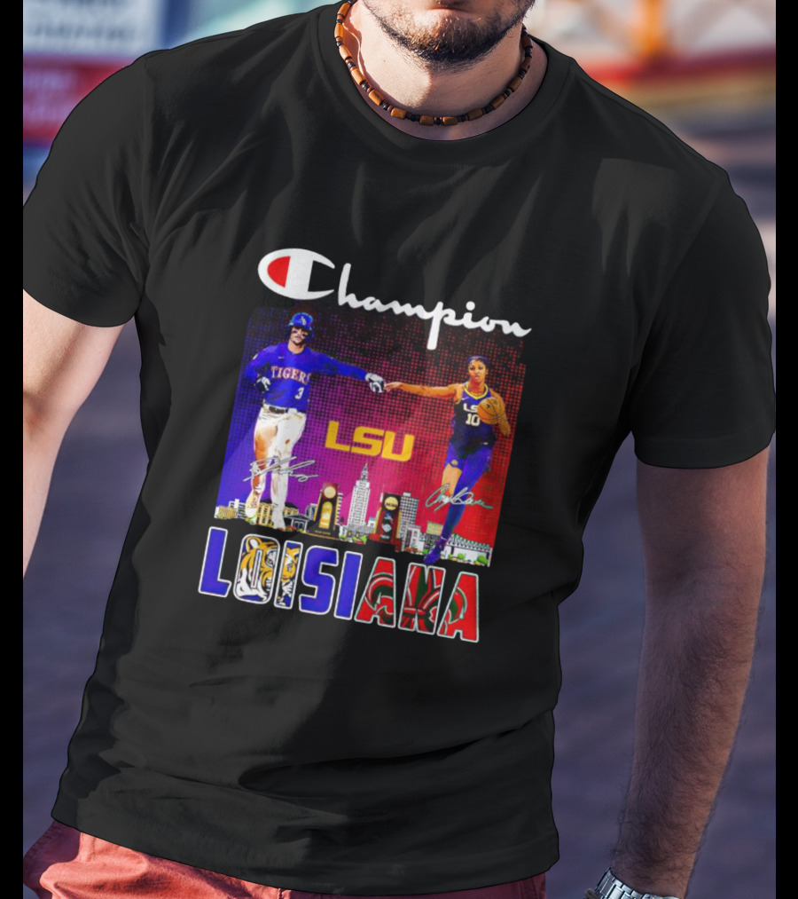 Champion LSU Tigers Louisiana Men's Baseball And Women's Basketball T-Shirt