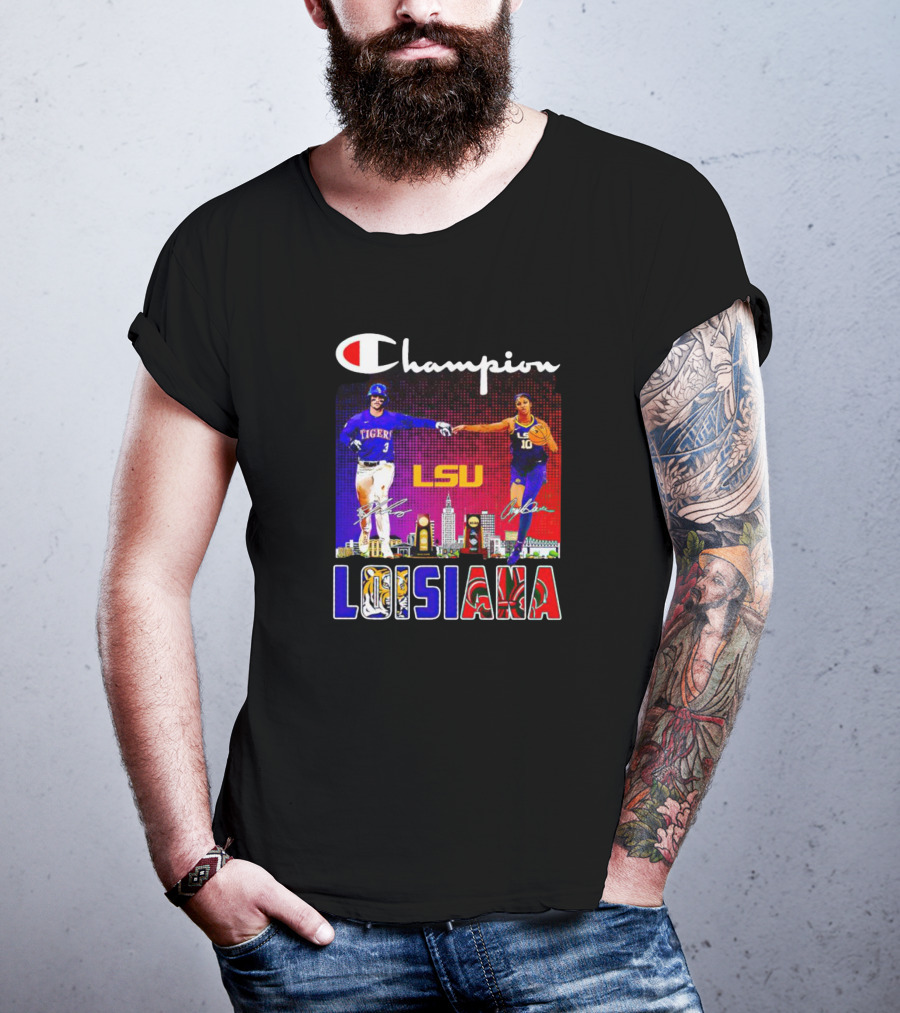 Champion LSU Tigers Louisiana Men's Baseball And Women's Basketball T-Shirt
