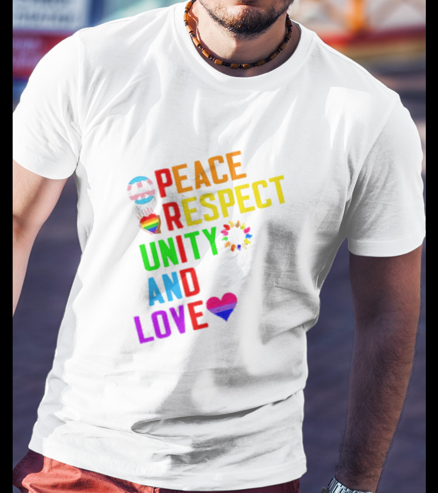 Pride Peace Respect Unity And Love Rainbow Symbols T-Shirt