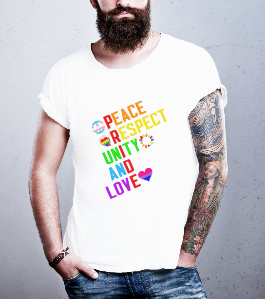 Pride Peace Respect Unity And Love Rainbow Symbols T-Shirt