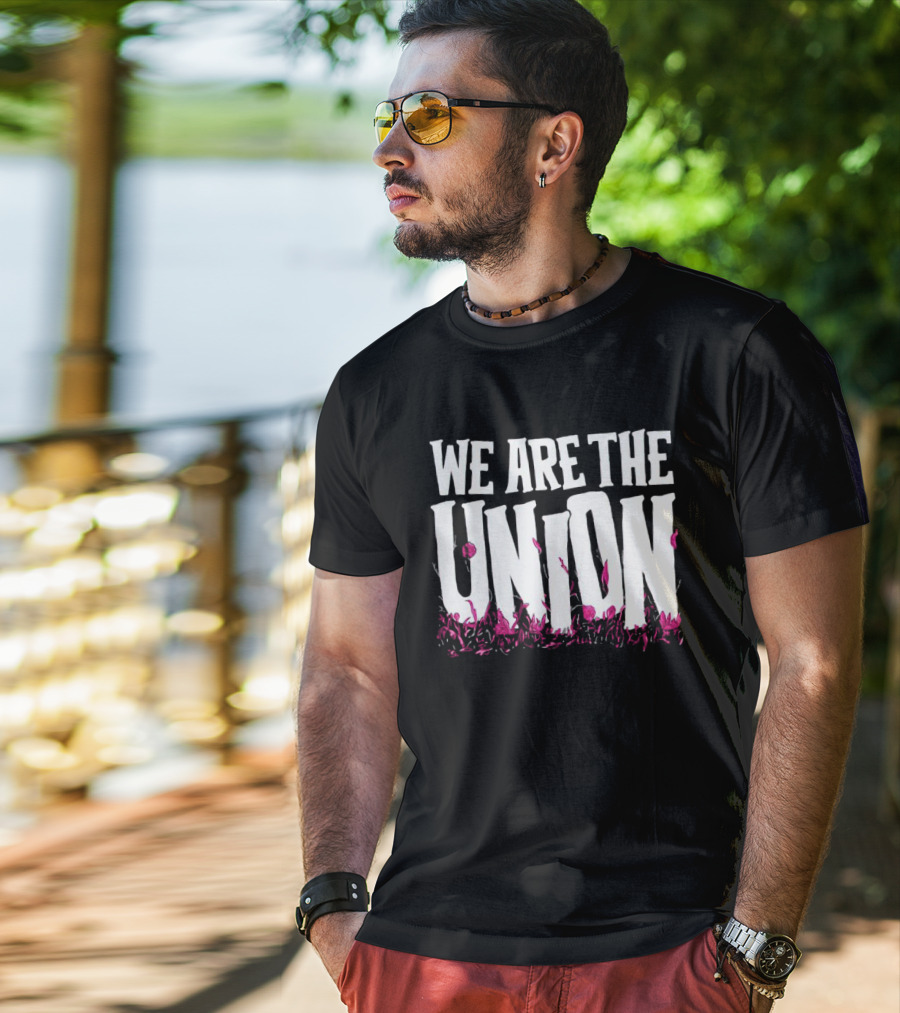 WE ARE THE UNION Music Band Text With Pink Flower T-Shirt