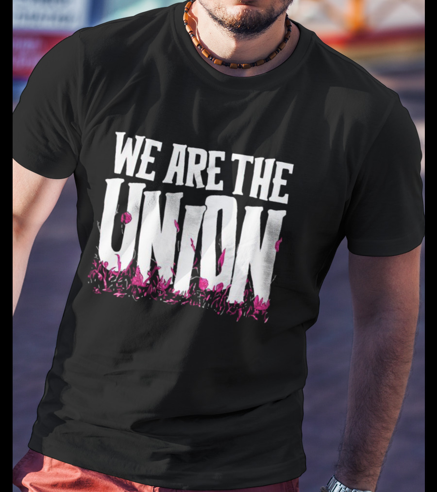 WE ARE THE UNION Music Band Text With Pink Flower T-Shirt