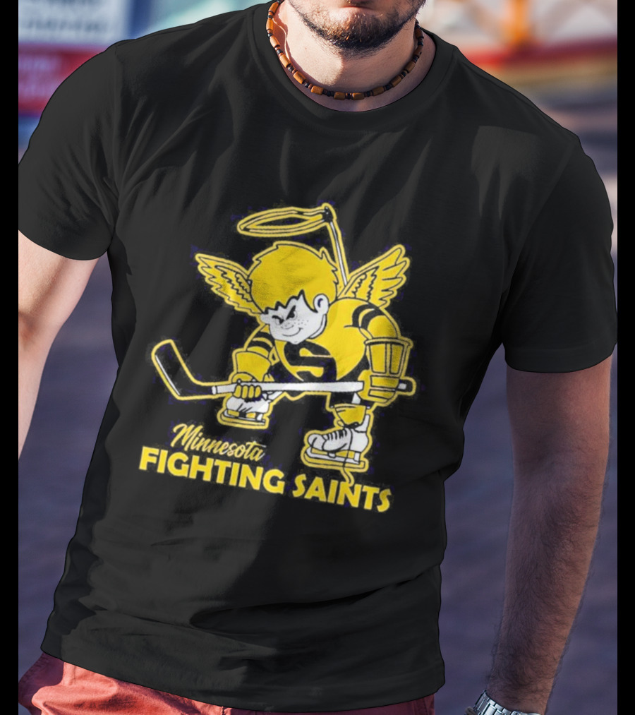Minnesota Fighting Saints Hockey Mascot Vintage T-Shirt
