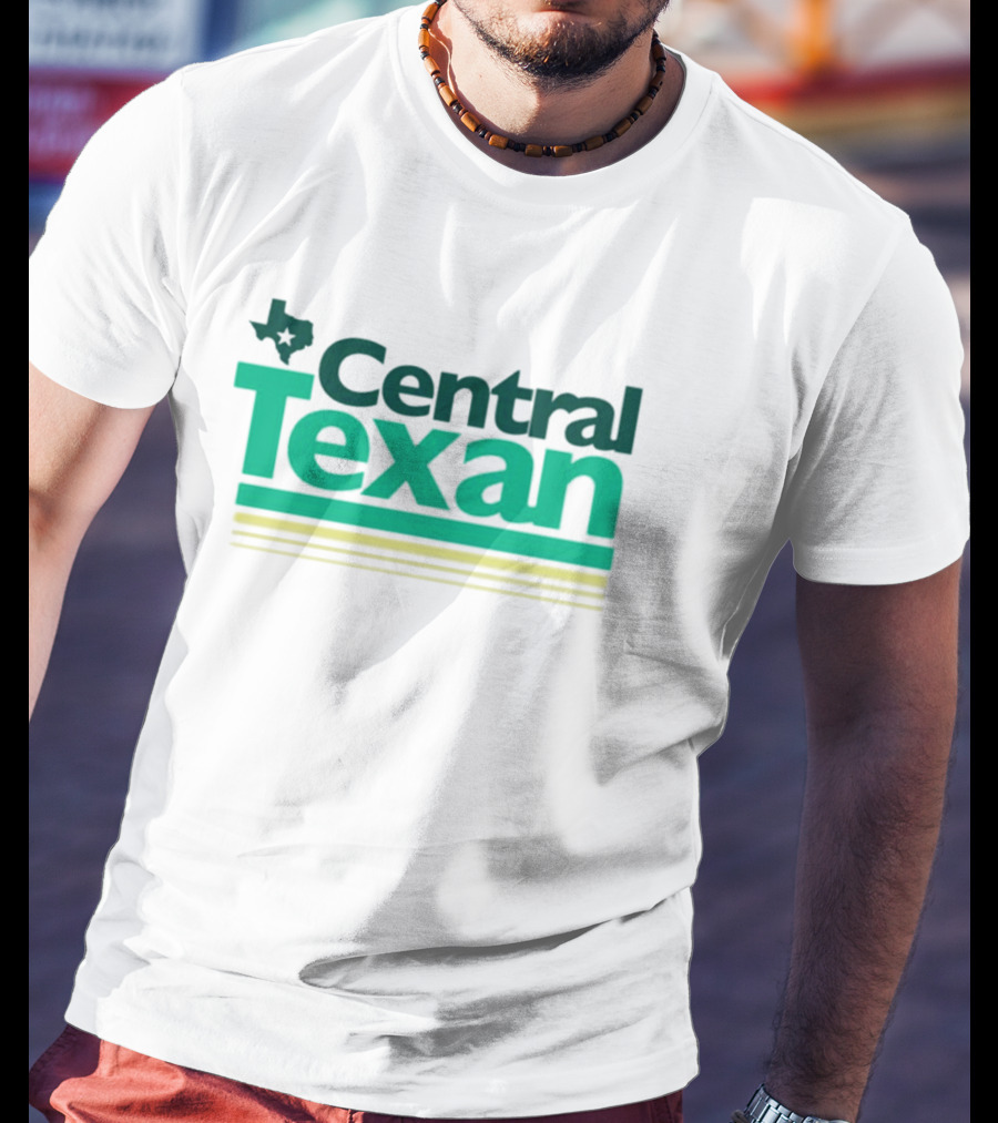 Central Texan Texashumor Texas Map Icon Bold Green Text T-Shirt