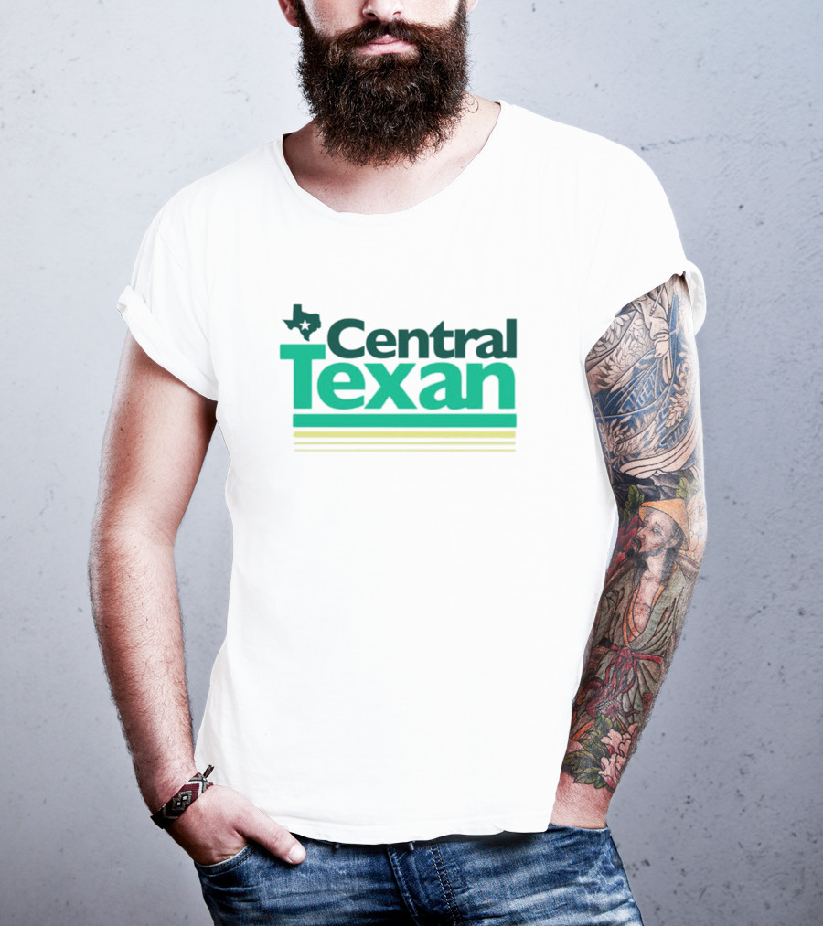Central Texan Texashumor Texas Map Icon Bold Green Text T-Shirt