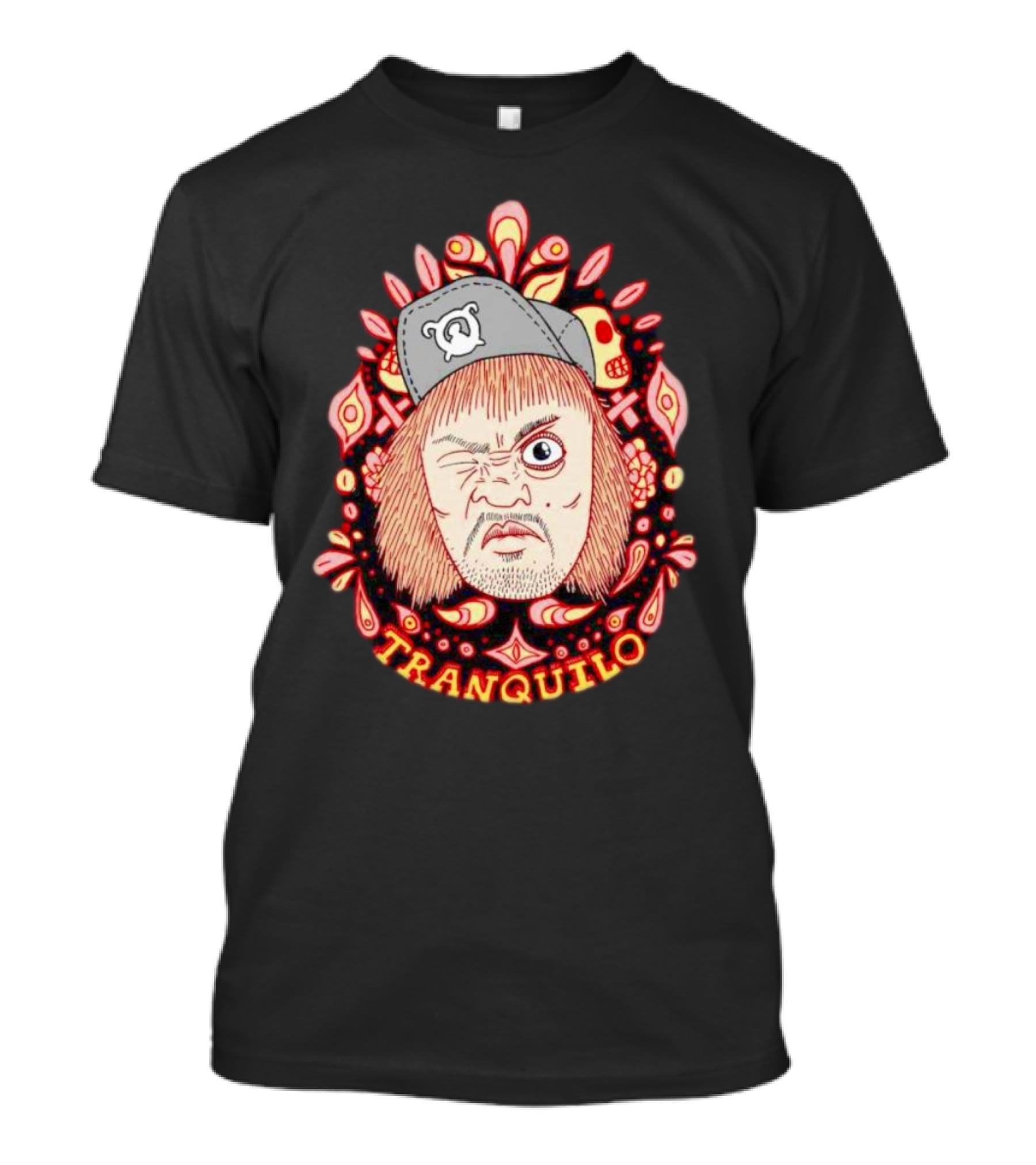 Tranquilo Wrestling Pro Character Art In Floral Embellished Frame T-Shirt