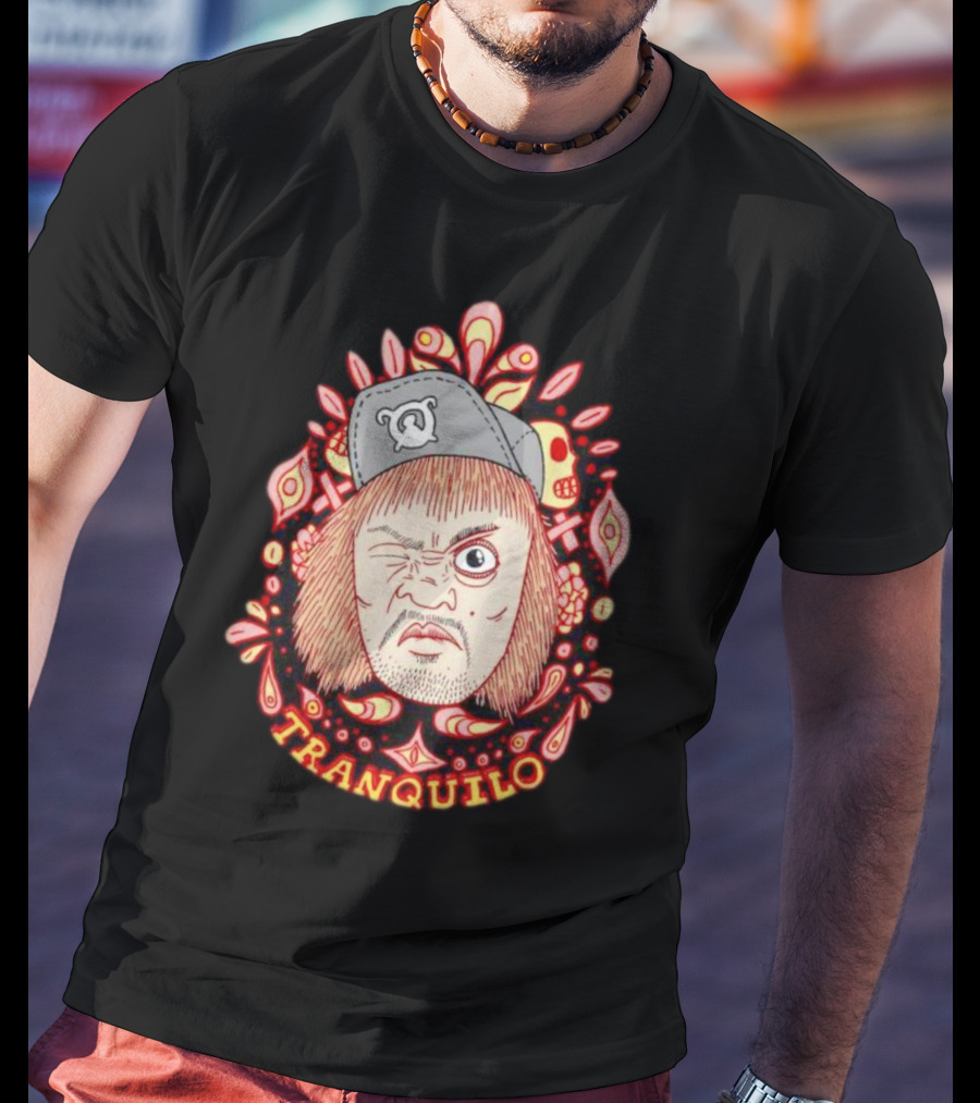 Tranquilo Wrestling Pro Character Art In Floral Embellished Frame T-Shirt