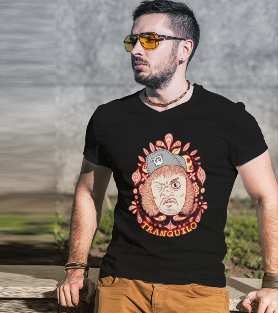Tranquilo Wrestling Pro Character Art In Floral Embellished Frame T-Shirt