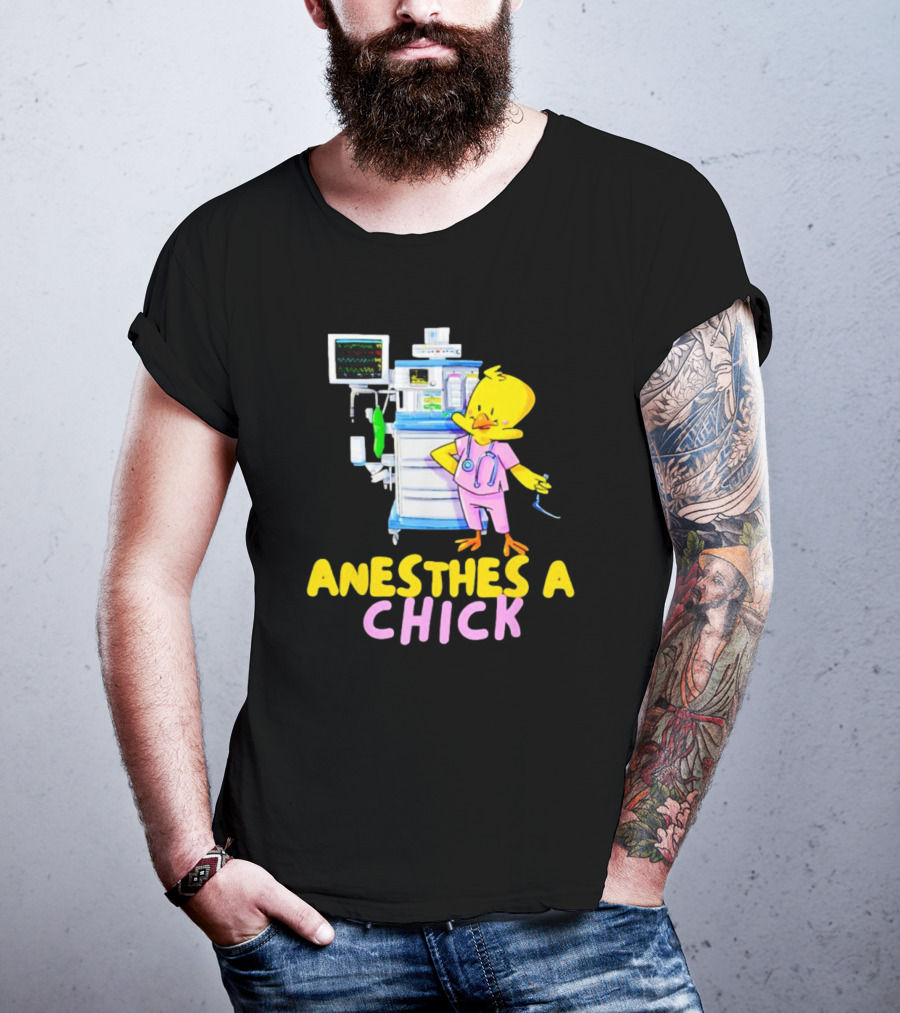 Anesthesia Chick With Medical Equipment And Yellow Bird T-Shirt