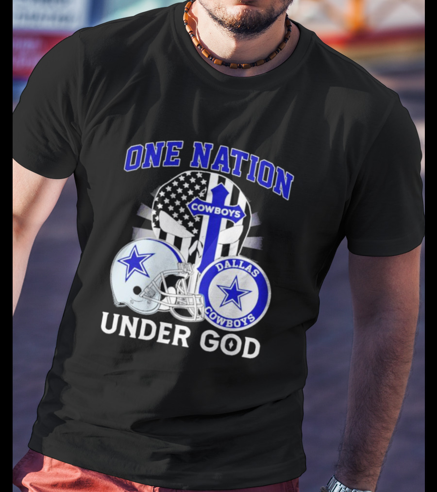 Dallas Cowboys One Nation Under God American Flag Football Helmet Star T-Shirt
