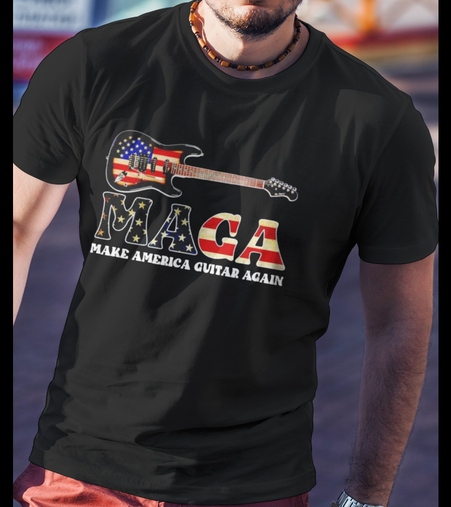 MAGA Make America Guitar Again USA Flag Electric Guitar T-Shirt