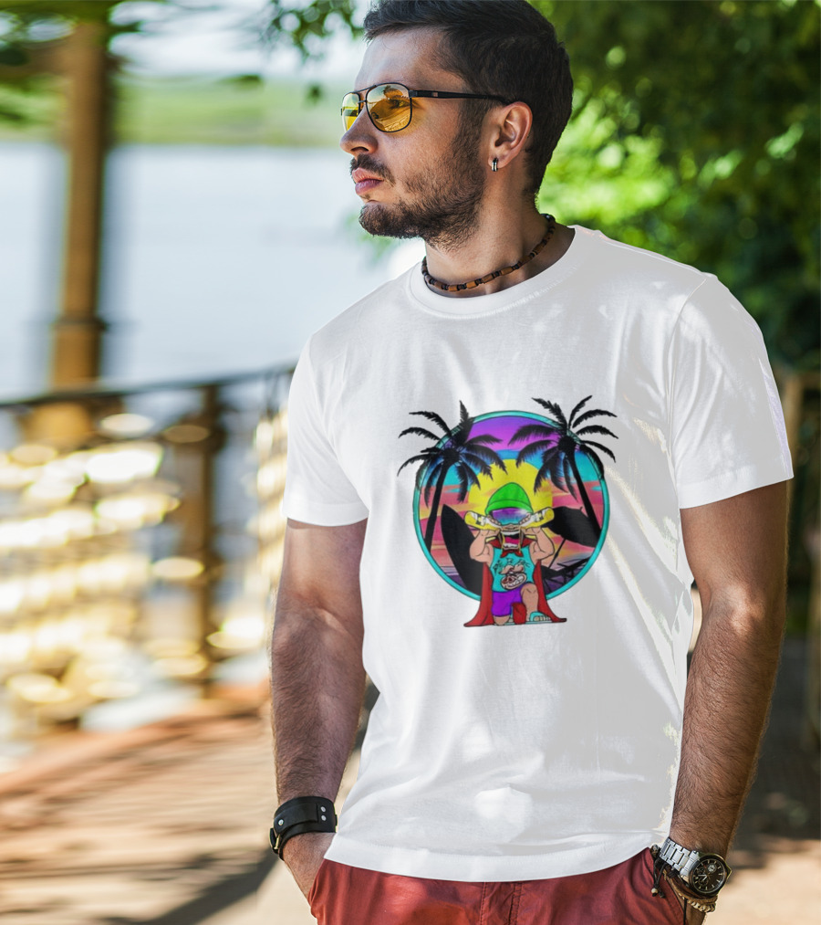 OGblob18 Beach Adventure Tropical Vibes Sunset Scene T-Shirt