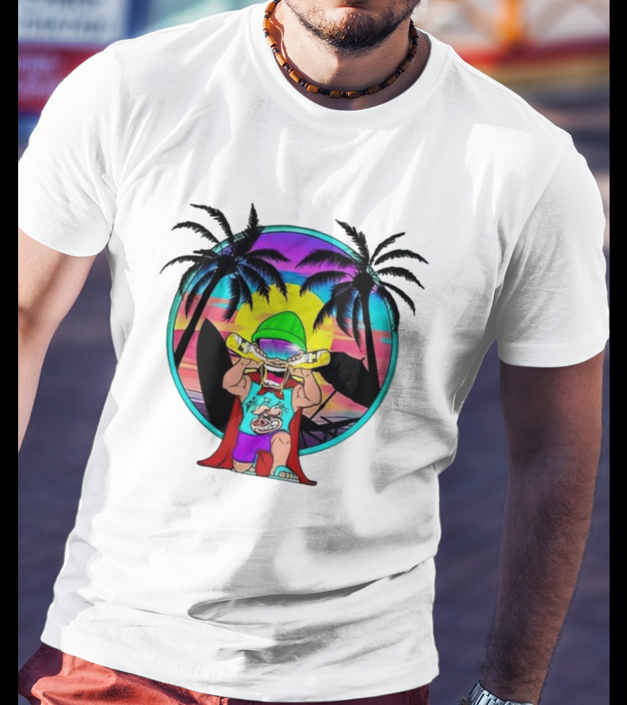 OGblob18 Beach Adventure Tropical Vibes Sunset Scene T-Shirt