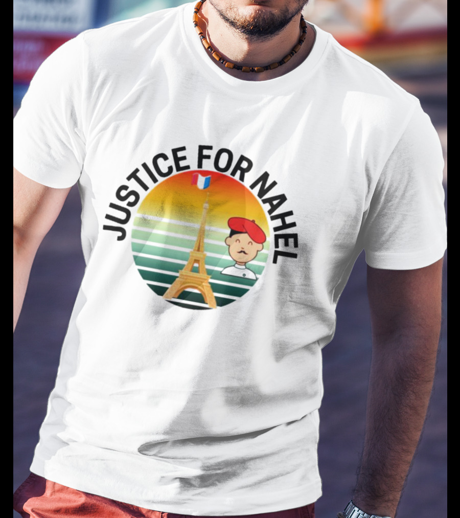 Justice For Nahel Eiffel Tower Sunset Beret Flag T-Shirt