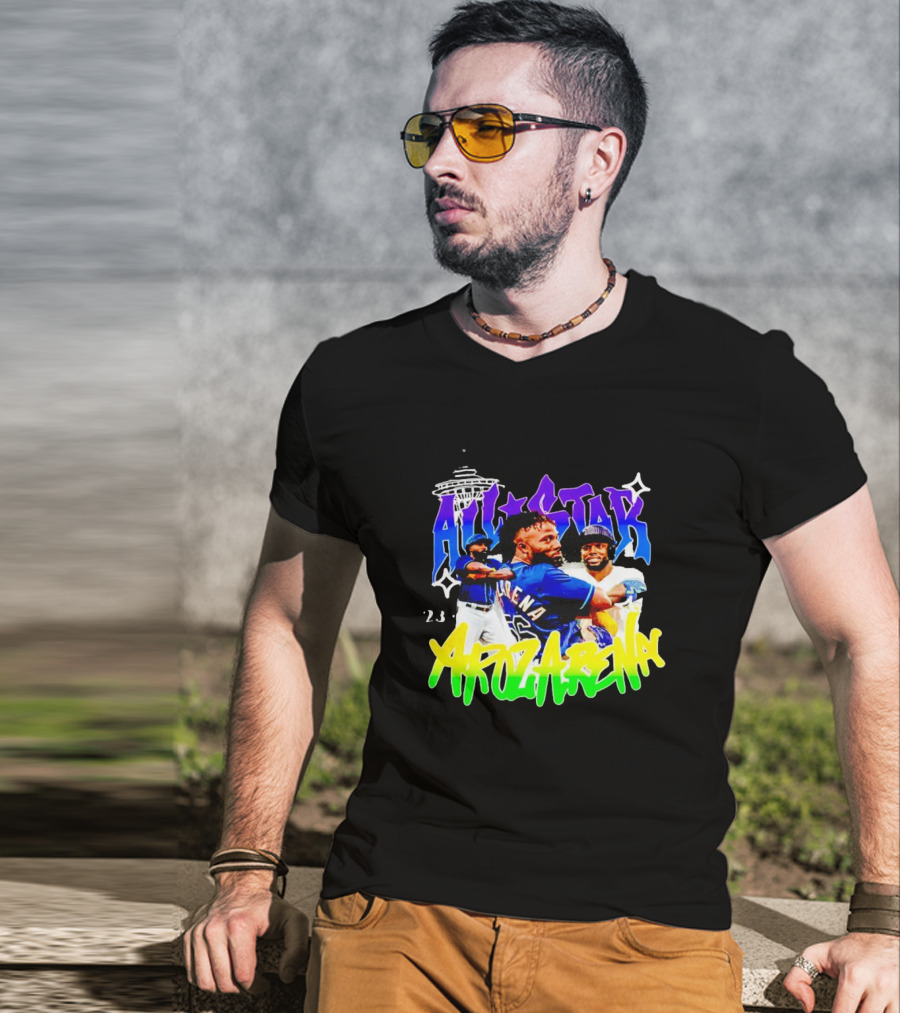 All-Star 23 Randy Arozarena Seattle Skyline Baseball T-Shirt