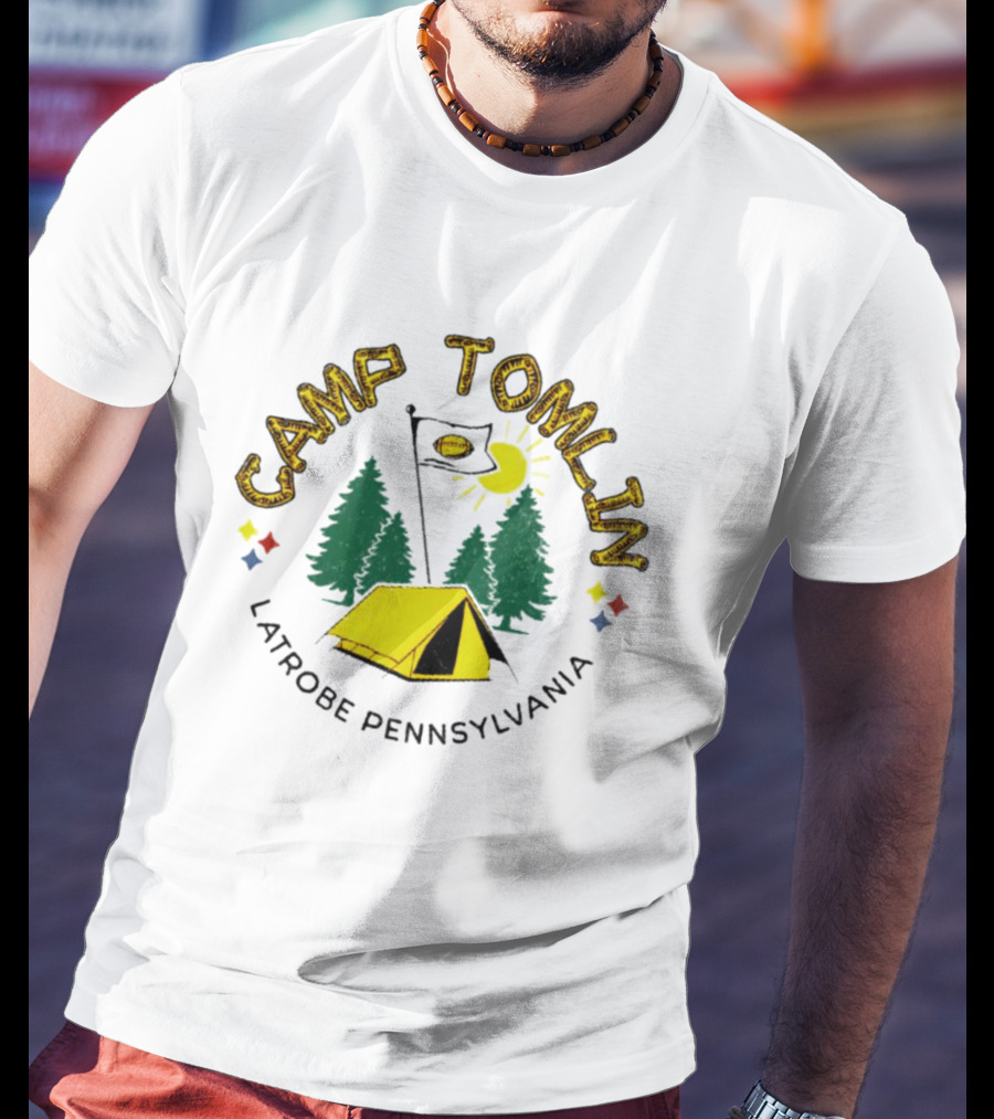 Camp Tomlin Camping Tent Night Scene Latrobe Pennsylvania T-Shirt
