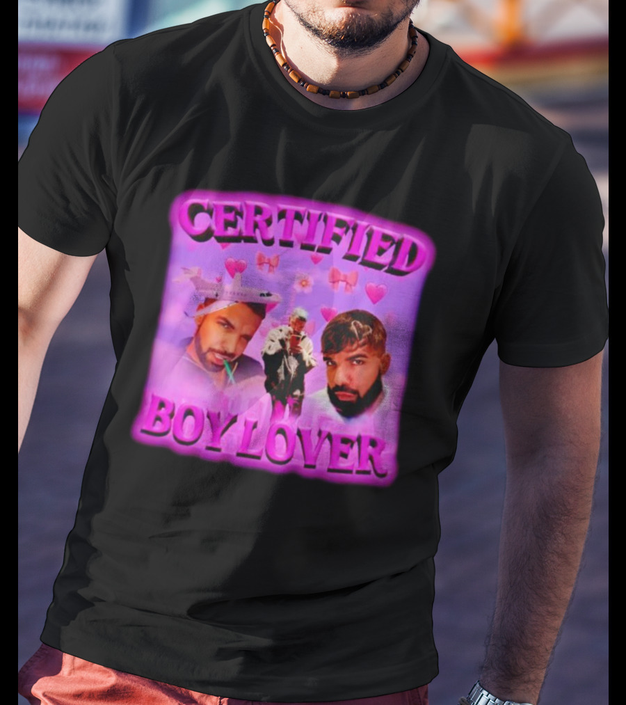 Certified Boy Lover Drake Airplane Pink Hearts T-Shirt