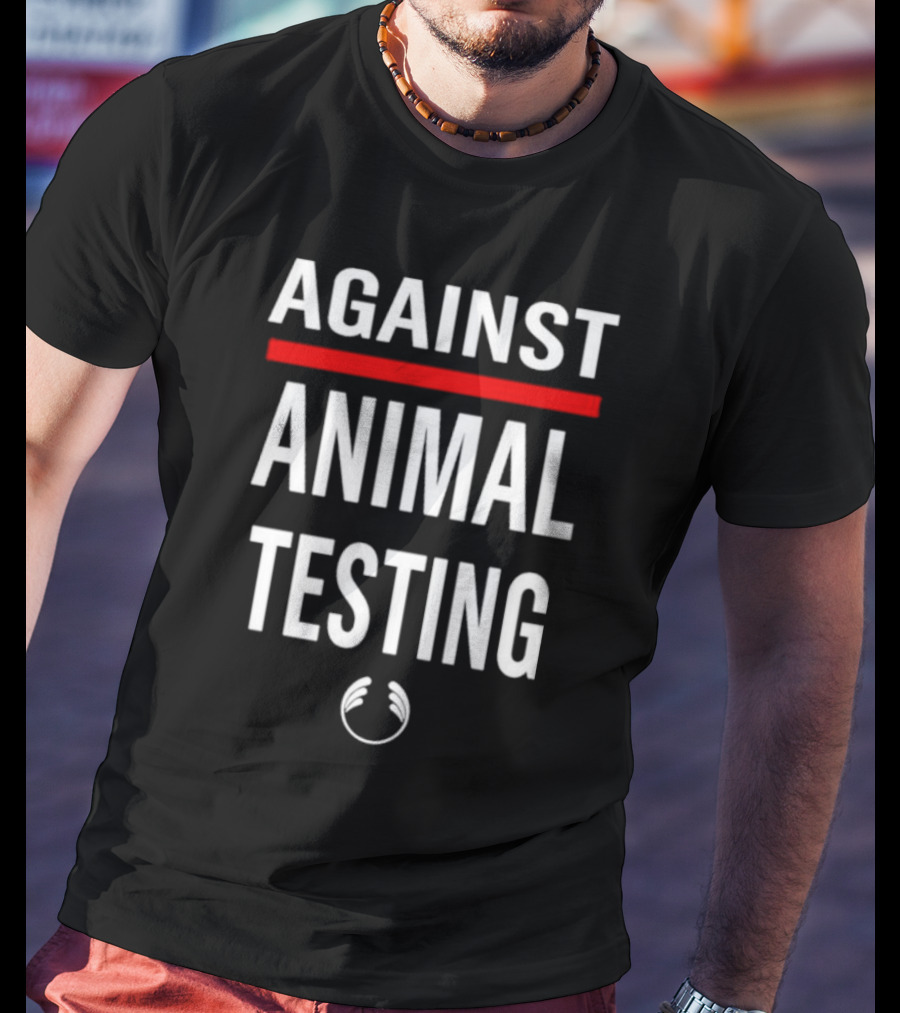Hurley Bongiovi Against Animal Testing Bold Statement With Red Highlight And Curved T-Shirt