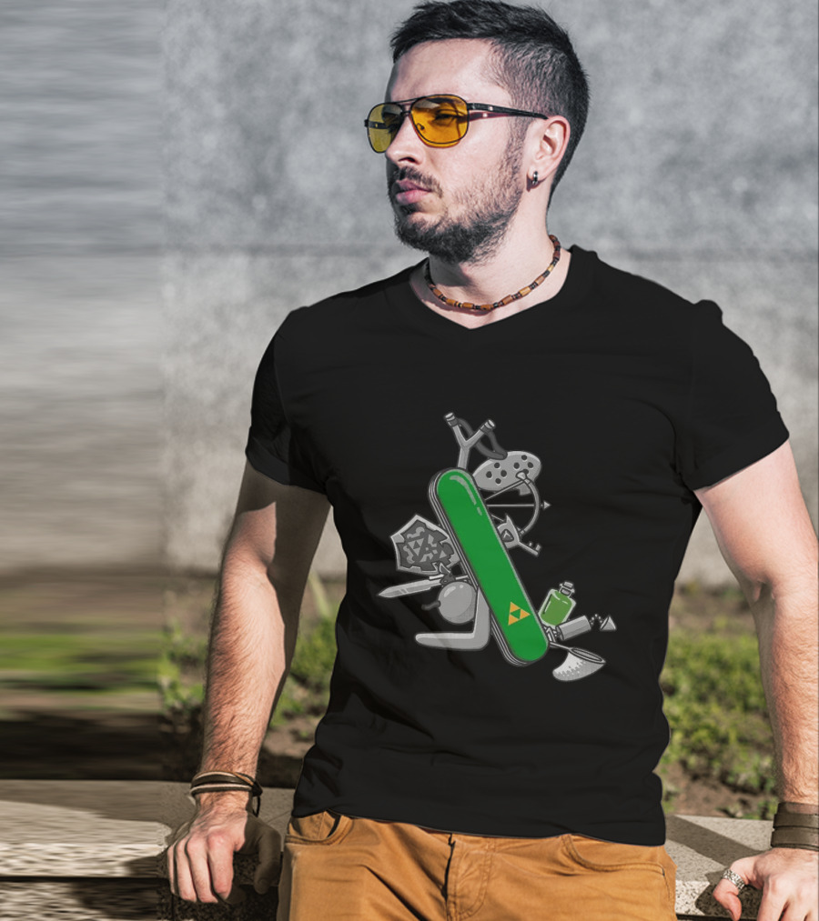 Hyrule Army Knife Multi-Tool Legend Of Zelda Iconic Symbols T-Shirt