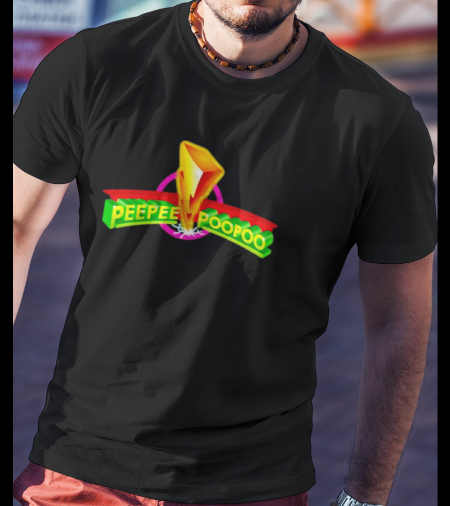 Peepee Poopoo Lightning Bolt With Power Rangers T-Shirt