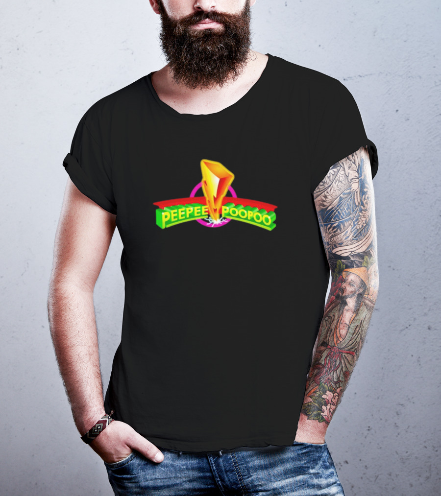 Peepee Poopoo Lightning Bolt With Power Rangers T-Shirt
