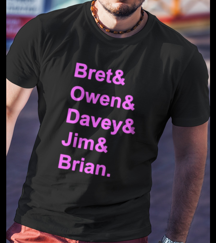 Bret Owen Davey Jim Brian Pink Text List T-Shirt