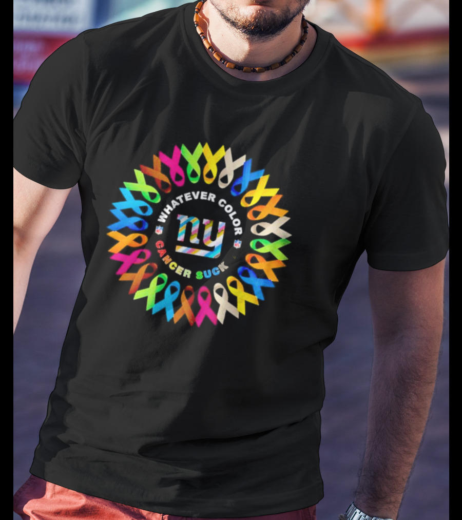 New York Giants Whatever Color Cancer Sucks Ribbons T-Shirt