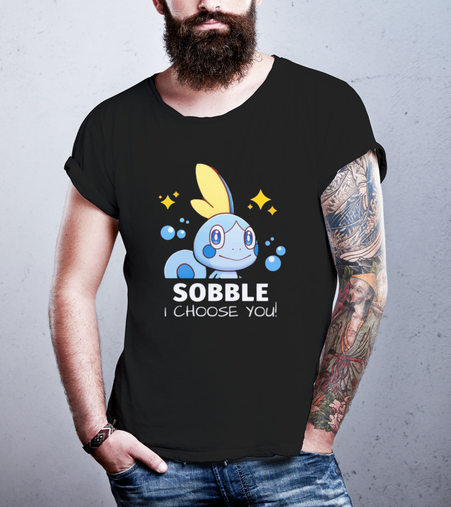 Sobble I Choose You Pokémon Character Art Sparkles And Bubbles T-Shirt