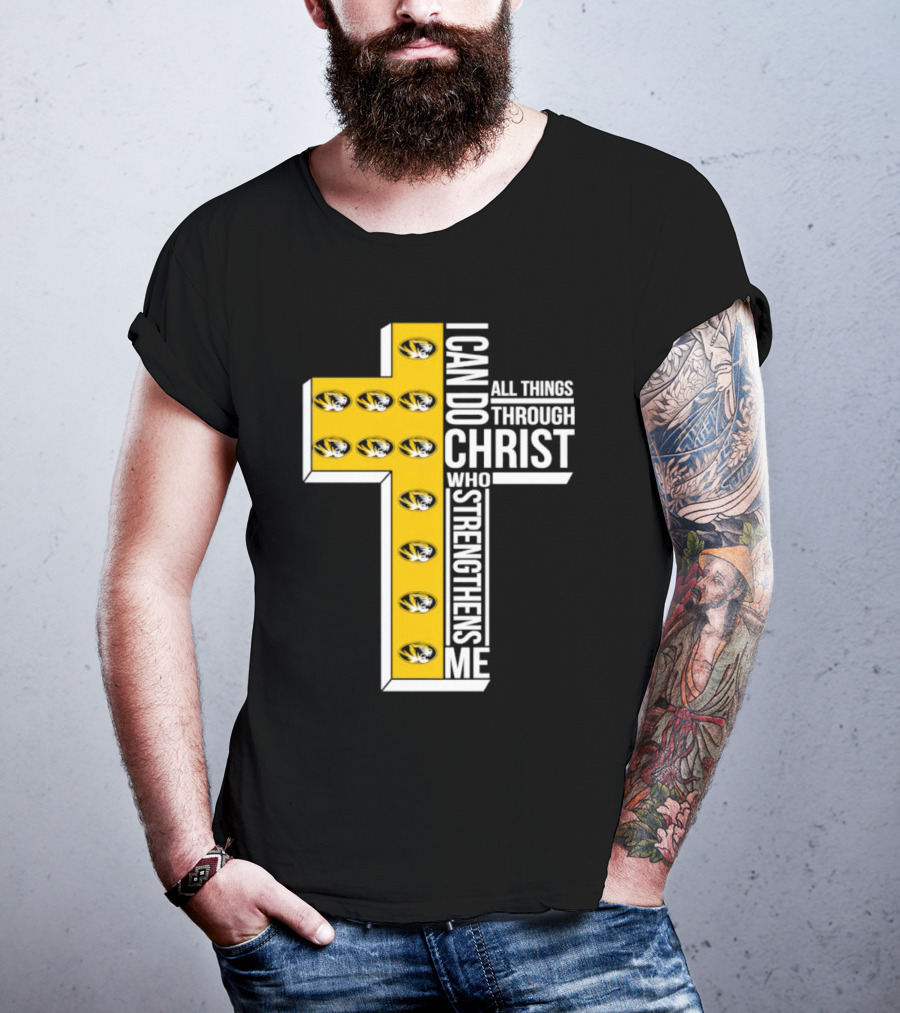 Missouri Tigers I Can Do All Things Through Christ Who Strengthens Me Cross T-Shirt