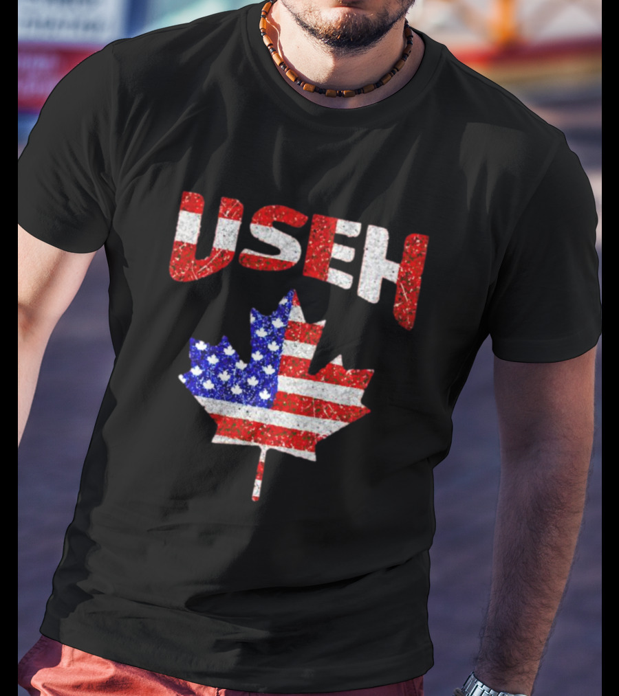 USEH Leaf Canadian American Flag T-Shirt