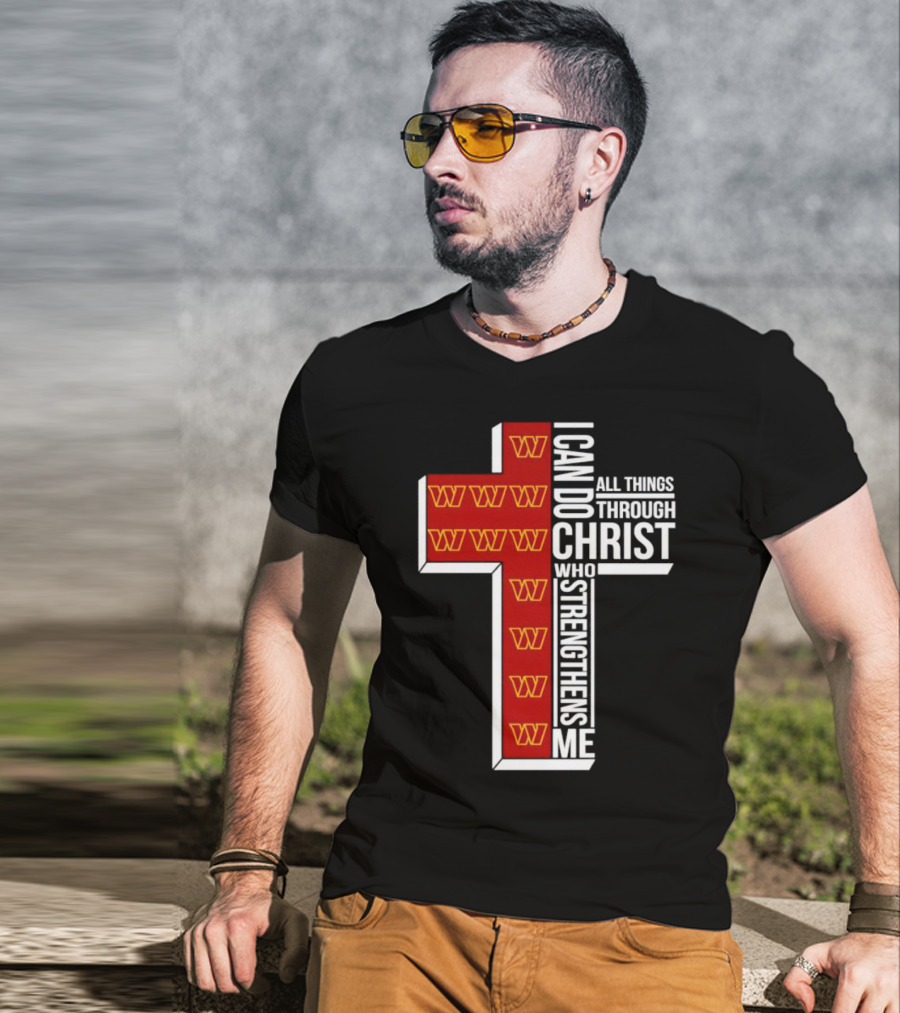 Washington Commanders I Can Do All Things Through Christ Who Strengthens Me Cross T-Shirt