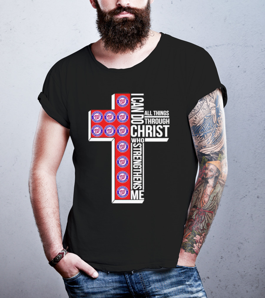 Washington Nationals I Can Do All Things Through Christ Who Strengthens Me Cross T-Shirt