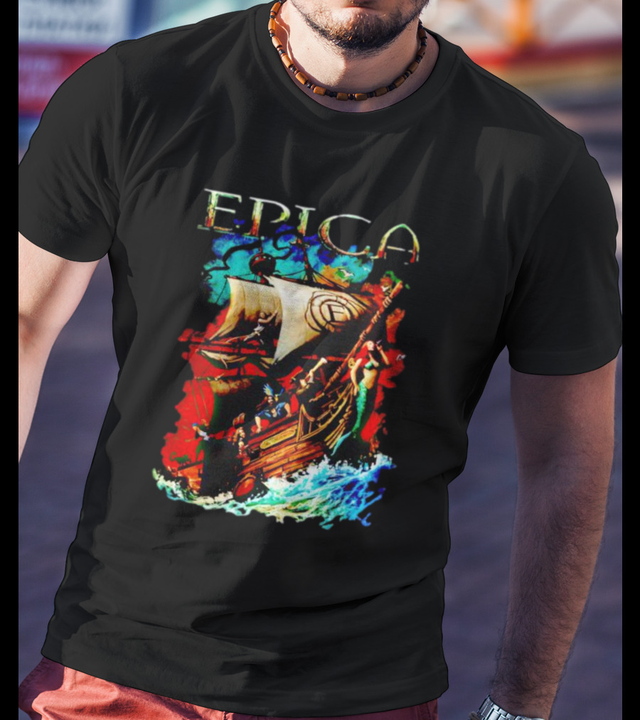 EPICA Pirate Ship Adventure With Mythical Creatures And Ocean Waves T-Shirt