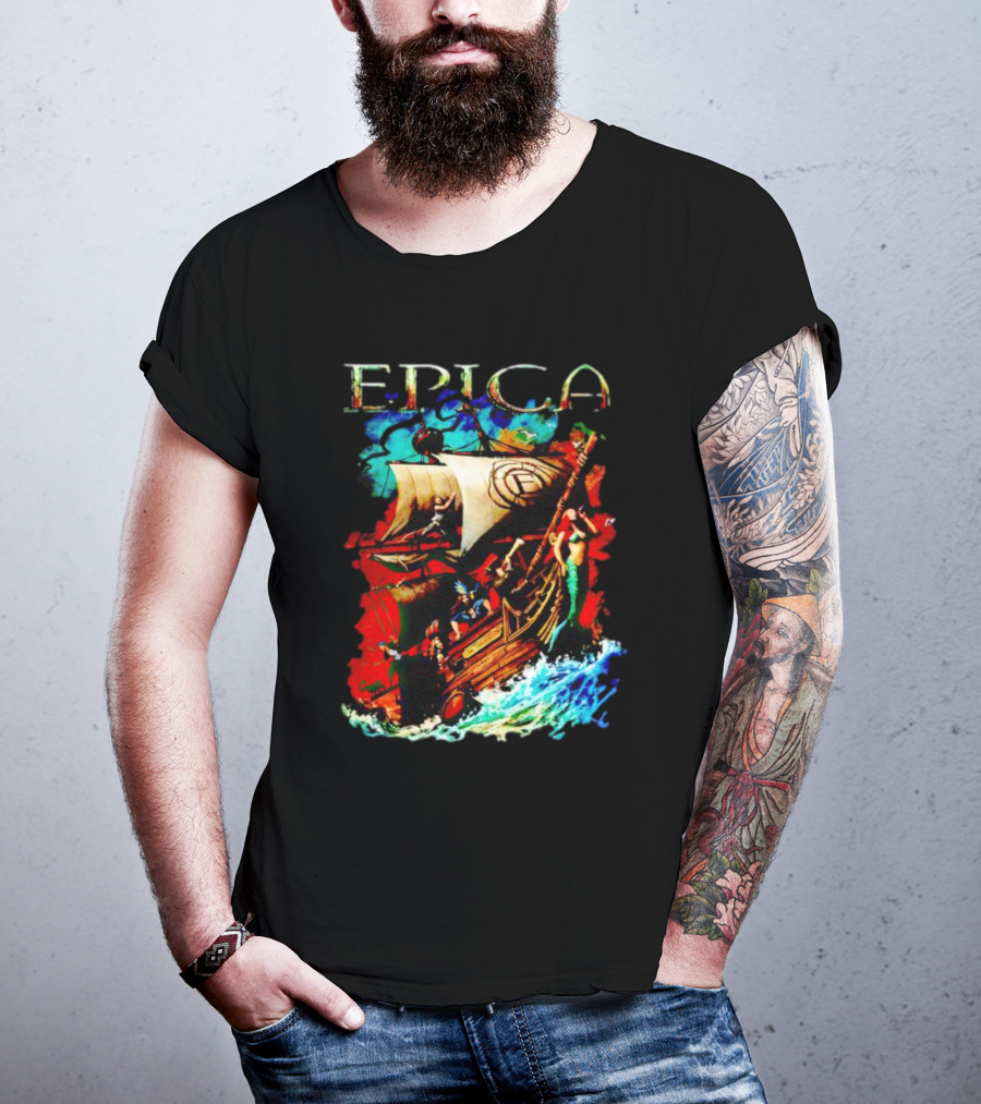 EPICA Pirate Ship Adventure With Mythical Creatures And Ocean Waves T-Shirt