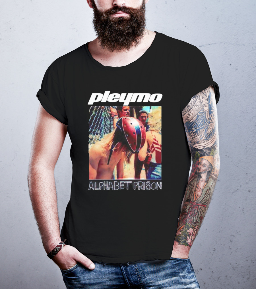 Pleymo Alphabet Prison Helmeted Figure By Fence T-Shirt